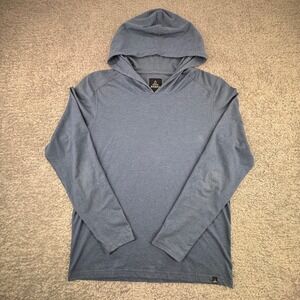 Prana Mens Medium Blue Long Sleeve Hooded Pullover Shirt
